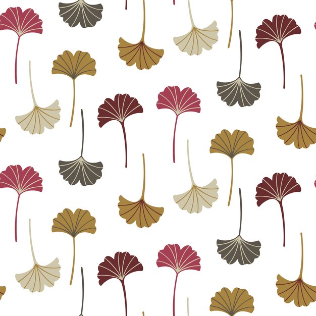 Modern seamless pattern with ginkgo leaves. 