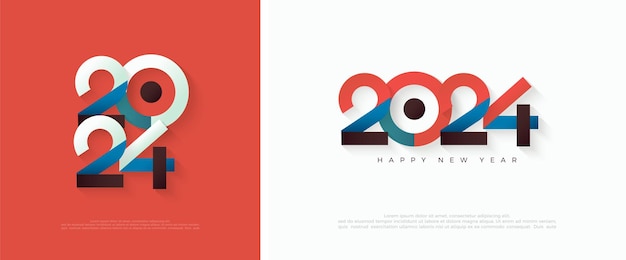 Modern Semi Retro Design for Happy New Year 2024 celebration Vector Elegant with Colorful Theme Premium design for greetings posters banners social media posts