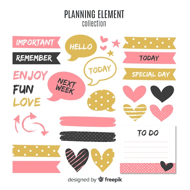 Modern set of colorful planning elements