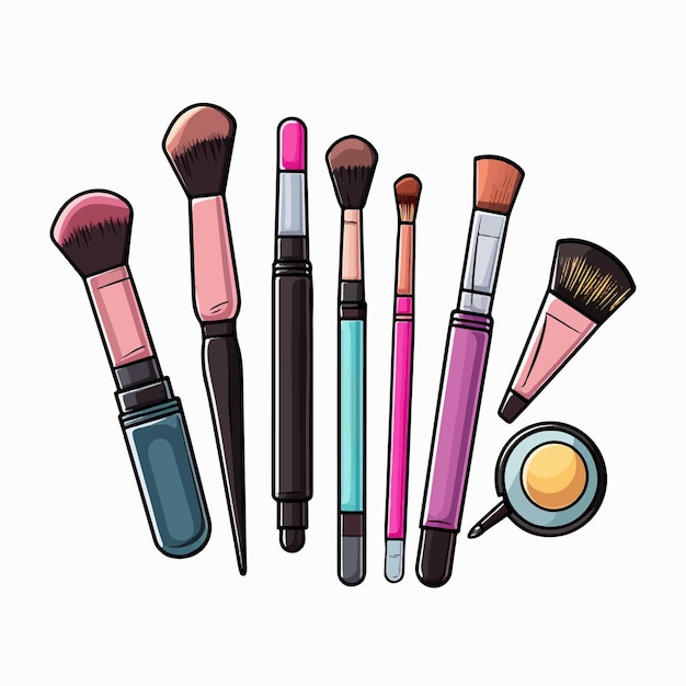 Modern Set of Makeup Tools Equipments Design Vector Template