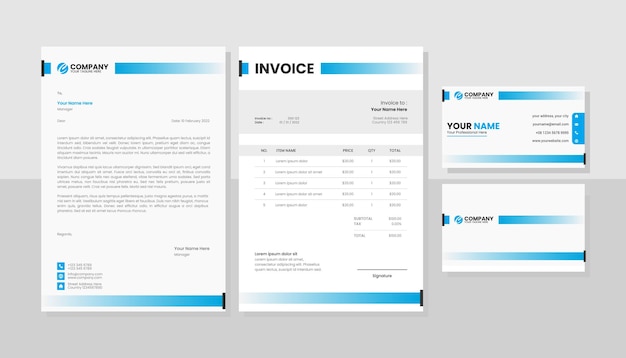 Modern set of stationery business pack template