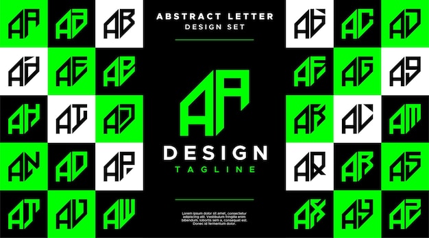 Modern sharp line abstract letter A AA logo bundle