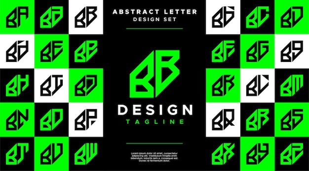 Modern sharp line abstract letter B BB logo bundle