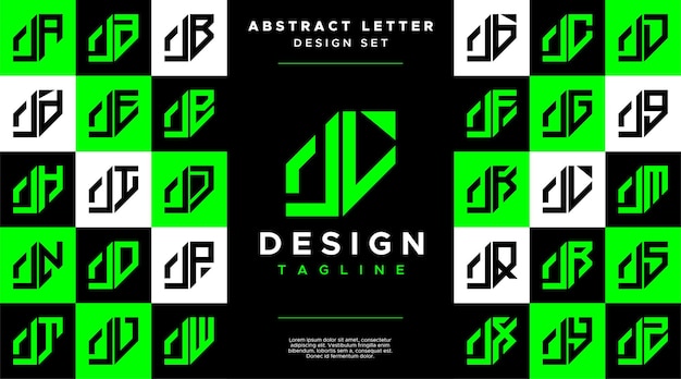 Modern sharp line abstract letter J JL logo bundle