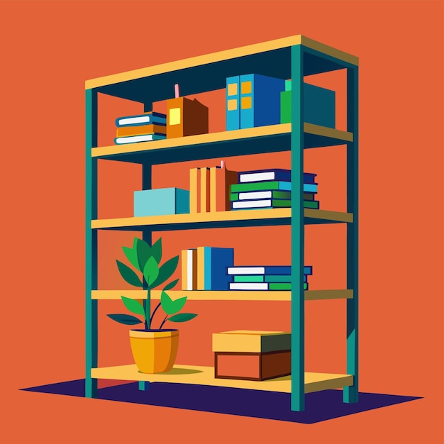 Modern Shelving Unit Vector Detailed and Functional Design for Home Organization and Storage