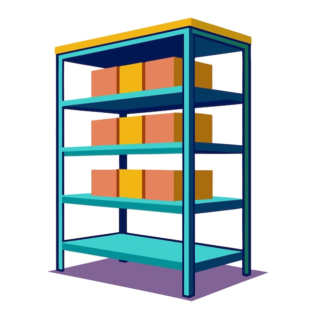 Modern Shelving Unit Vector Detailed and Functional Design for Home Organization and Storage