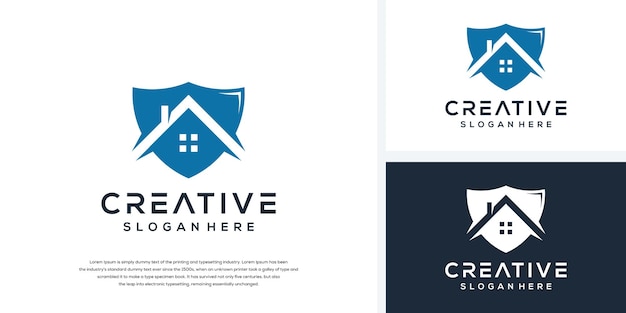 Modern shield and house logo template