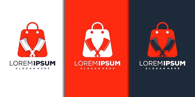 modern shop and knife logo design