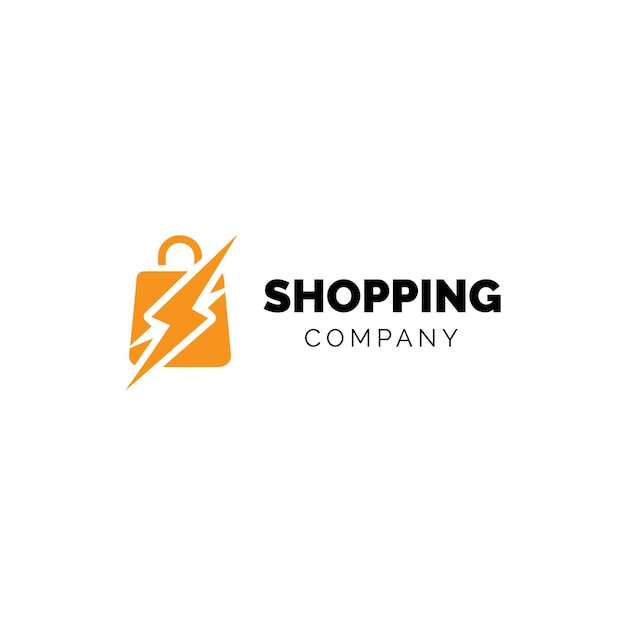 Modern shopping bag and lightning bolt logo