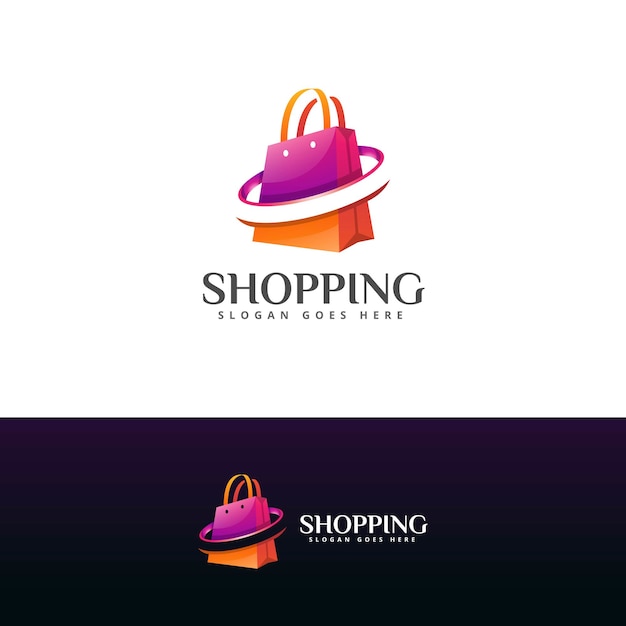 Modern shopping bag logo design template