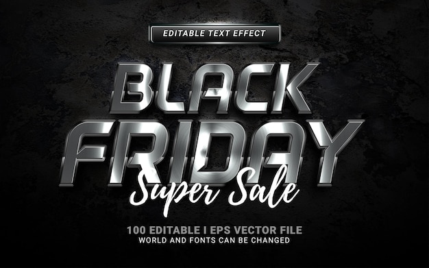 Modern silver black friday sale text effect on wall background