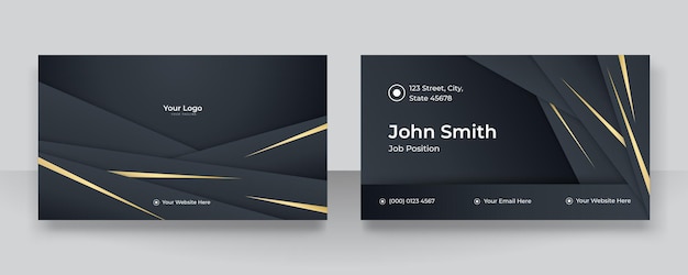 Modern simple black gold business card design with elegant pattern. Creative clean concept with geometric decoration art. Vector illustration print template.