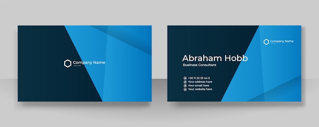 Modern simple blue and white business card design template with corporate style