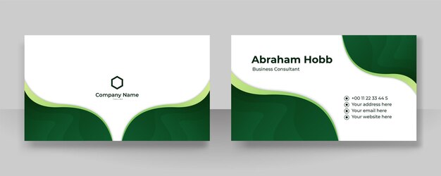 Vector modern simple green and white business card design template with corporate style