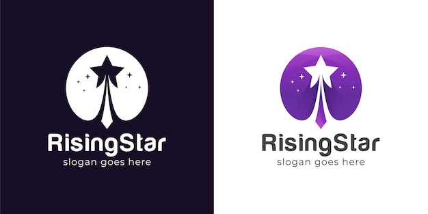 Modern simple logo of rocket star or swoosh rising star, reaching dream logo vector template