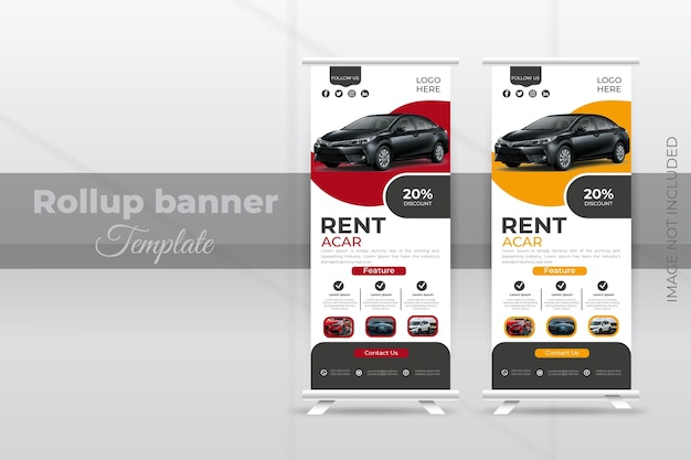 Modern simple minimal business rent car rollup banner design template