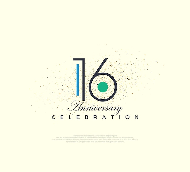 Vector modern and simple number design for 16th anniversary celebration premium vector for poster banner celebration greeting