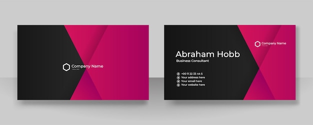 Modern simple red magenta and black business card design template with corporate style