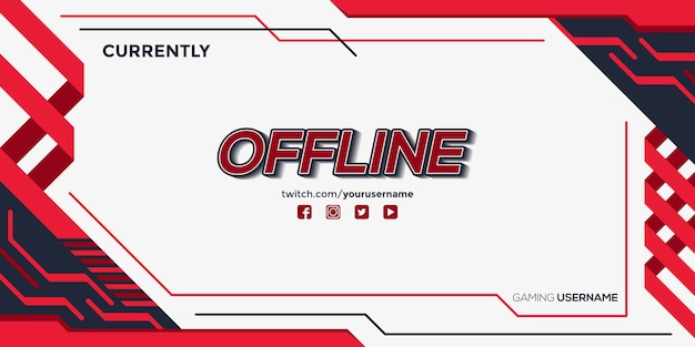 Modern simple twitch banner with abstract shapes template