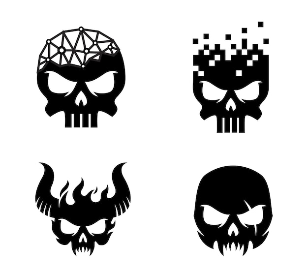 Modern skull logo or icon design template