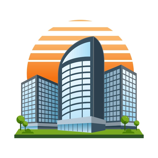 Vector modern skyscraper building icon city architecture urban and metropolis theme isolated design