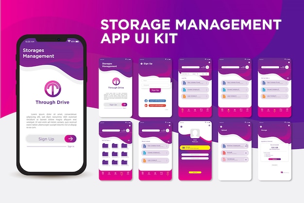 Modern Sleek Purple Storage Management App UI Kit Template