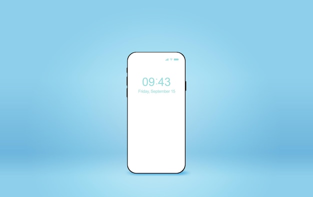 Modern smartphone mock-up.Creative Realistic mobile phone, isometric position.Presentation banner.Futuristic cellphone mockup on blue background isolate.Paper cut and craft style. Vector illustration