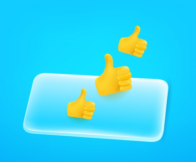 Modern smartphone with thumbs up. 3d comic style editable illustration