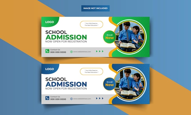 Modern social media cover banner design template for school admission