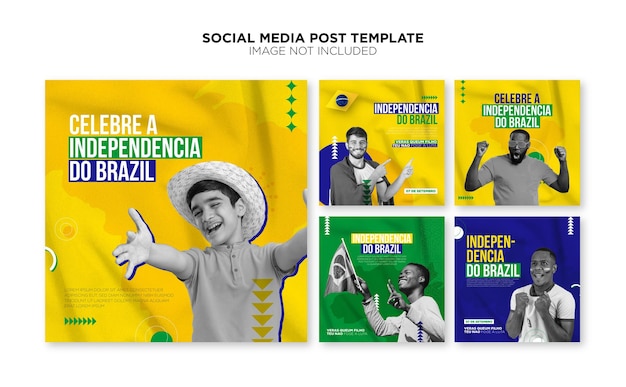 Modern social media posts collection for sete de setembro celebration