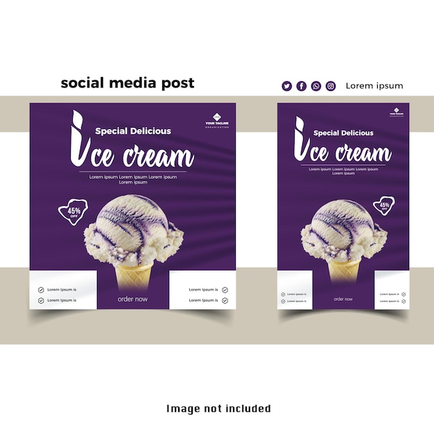 Vector modern special delicious ice cream social media banner post design template