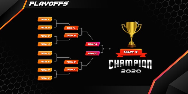 modern sport game tournament championship contest bracket board vector with gold champion trophy