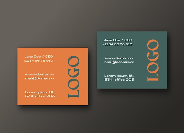 Vector modern square business cards template. realistic vector stationary mockups scene with soft shadows and typograpy. top view background decorative layout.