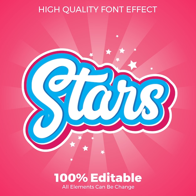 modern stars srcipt sticker text style editable font effect