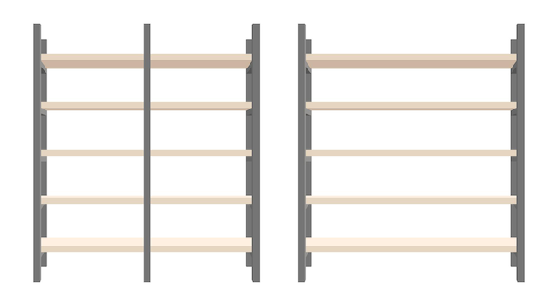 Modern steel and wooden bookcase  illustration