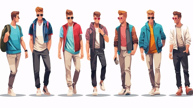 Modern Street Fashion Men Vector Illustration Design