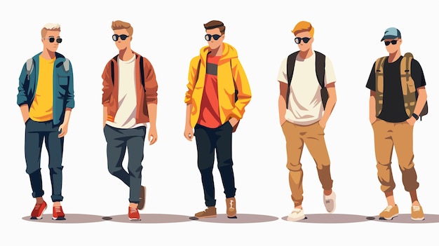 Modern Street Fashion Men Vector Illustration