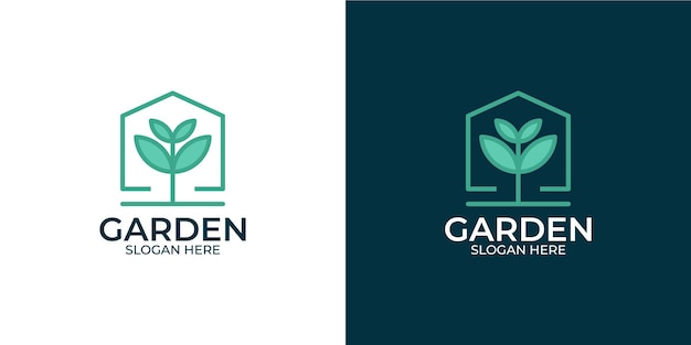 Modern style garden logo set