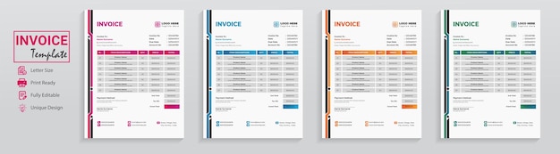 Modern style gradient technology company cash memo invoice design template in blue red orange