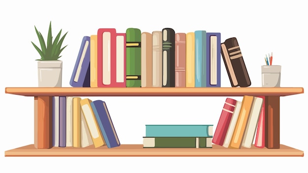 Vector modern style isolated vector illustration of books on bookshelf