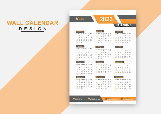 Modern stylish geometric 2023 new year calendar design template