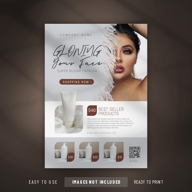 Modern stylish luxurious flyer brochure skincare beauty promo sale template