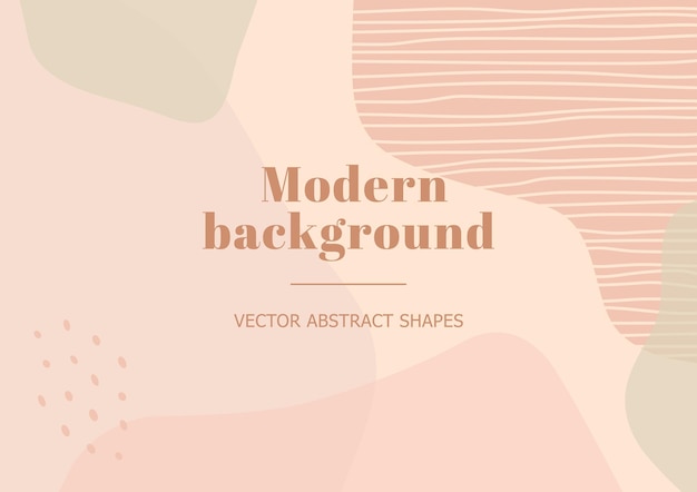 Modern stylish template with organic abstract shapes in nude pastel colors