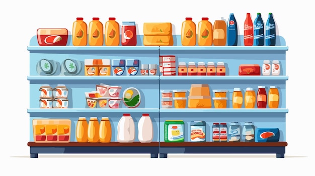 Modern Supermarket Shelving with Various Housekeeping Products