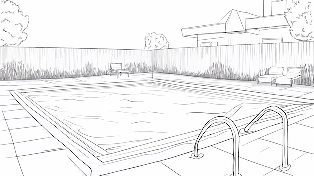 Vector modern swimming pool design on white background