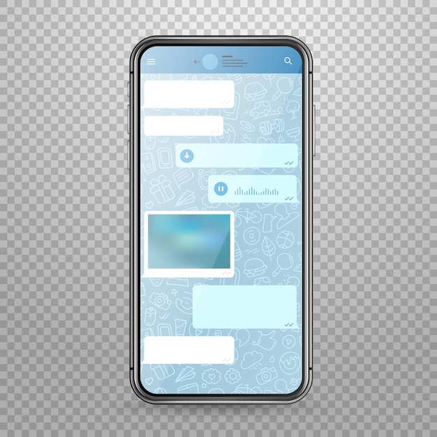 Vector modern tablet smartphone vector mockup with messenger application template