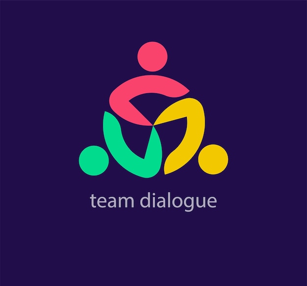 Modern team communication work logo. Unique color transitions. Human idea collection logo template.