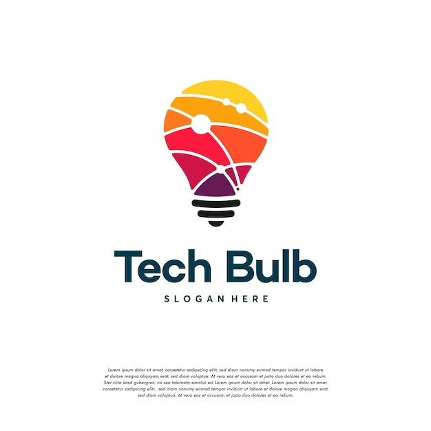 Modern Tech Bulb logo designs concept, Pixel Technology Bulb Idea logo template