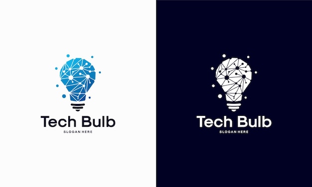 Modern Tech Bulb logo designs concept, Pixel Technology Bulb Idea logo template