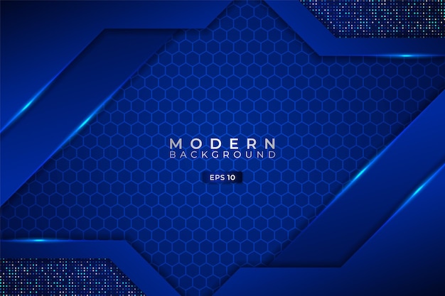 Modern Technology Background Premium Futuristic Diagonal 3D Shiny Blue Hexagon with Glitter